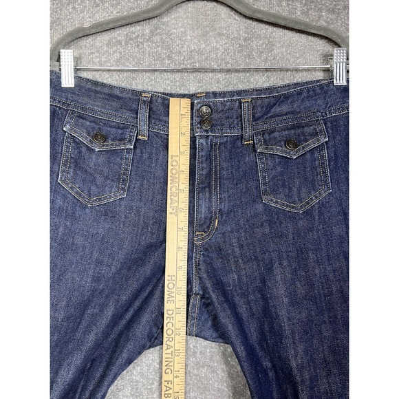 GAP Low Rise Boot Cut Trouser Jeans Womens Size 12 Blue Denim Flap Pockets - Picture 7 of 9